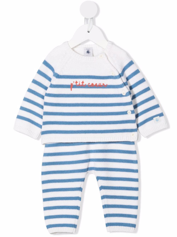 Baby Petit Bateau Striped Pants Navy/White-18 Months 